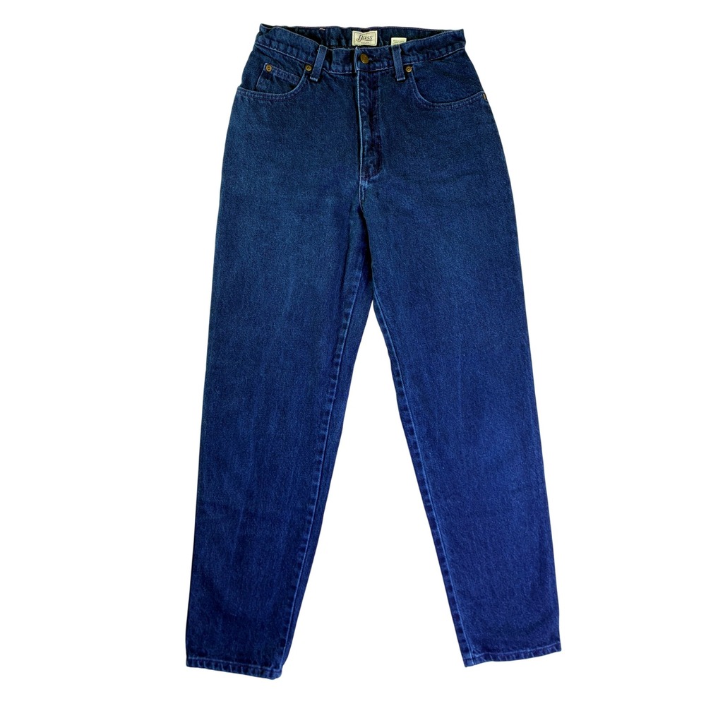 Vintage Bass High Waisted Tapered Leg Jeans Made in USA Dark Wash Cotton Size 8